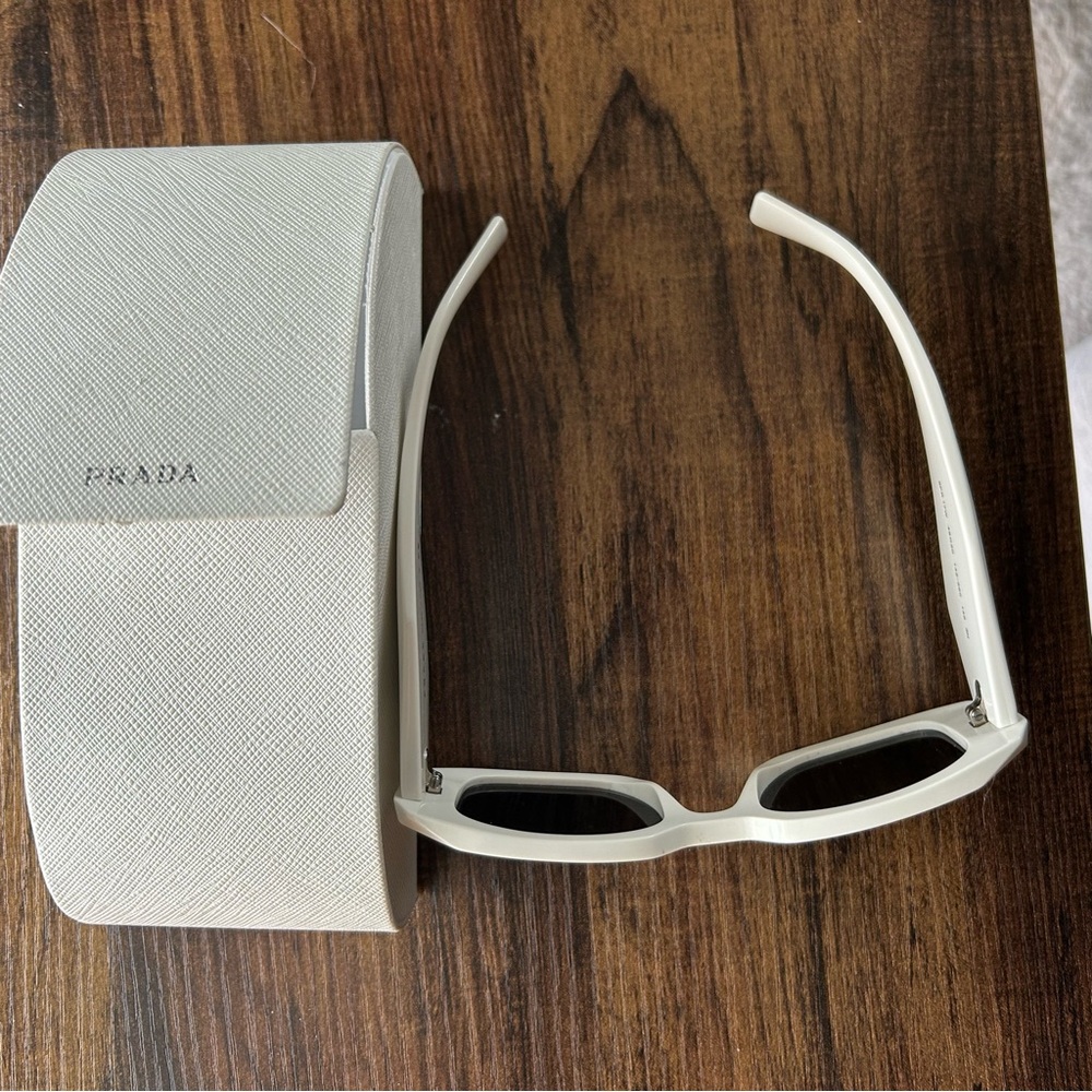 Prada White Rectangular Sunglasses With Case - image 6